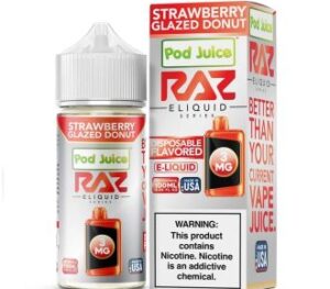 Pod Juice x RAZ Strawberry Glazed Donut Synthetic Vapes Juice 100ml