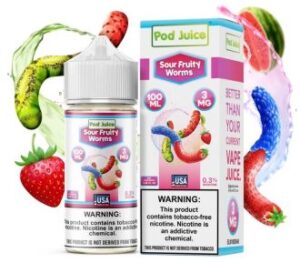 Pod Juice Sour Fruity Worms TF Vapes Juice 100ml