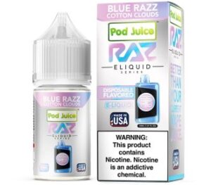 Pod Juice x RAZ Blue Razz Cotton Clouds TFN Salt Vapes Juice 30ml