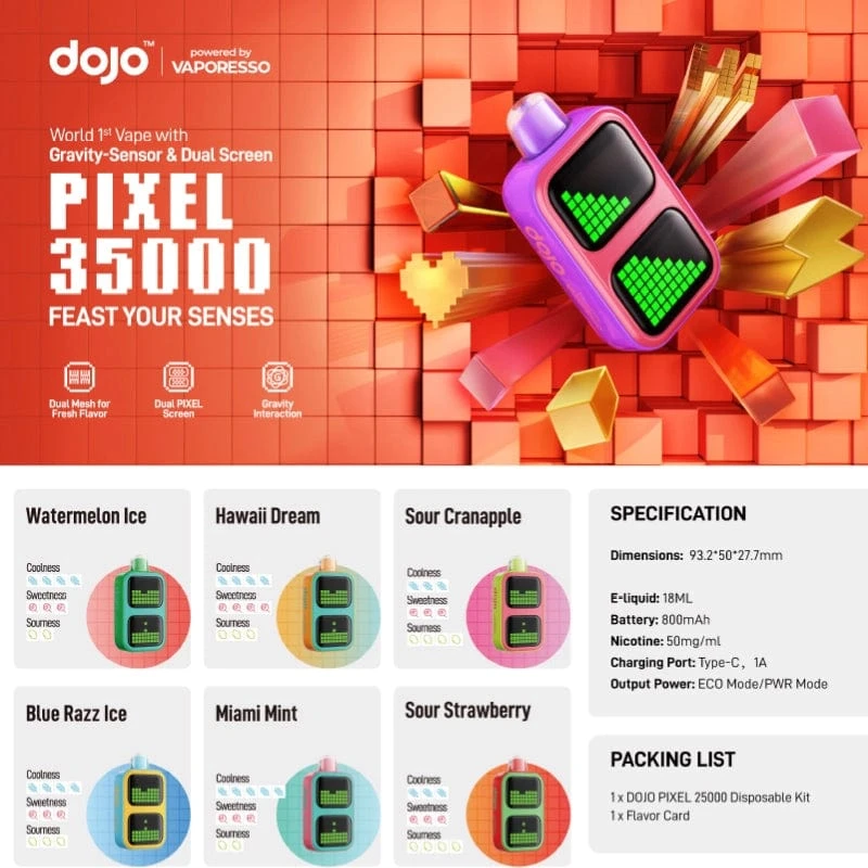 DOJO PIXEL 35000 Disposable Vapes (5%, 35000 Puffs). - Image 2