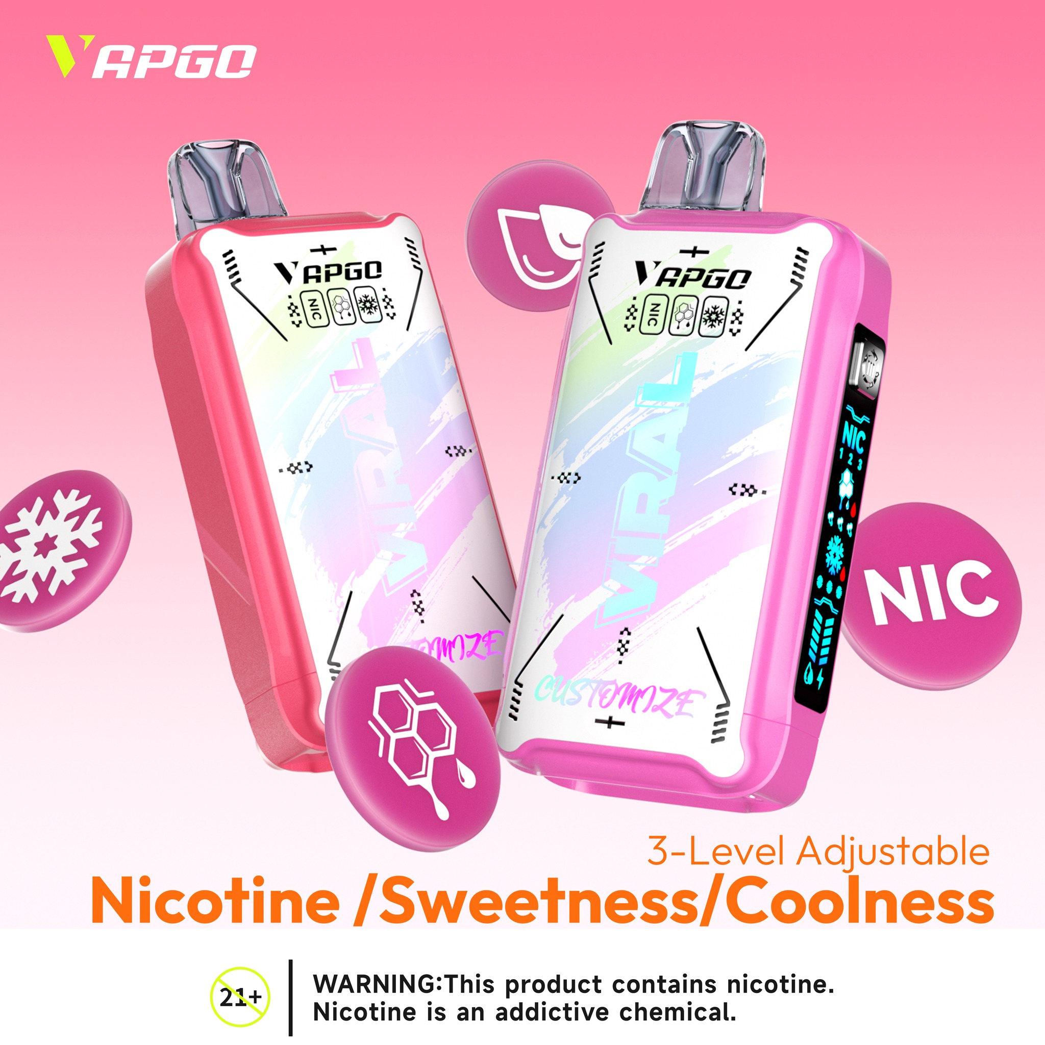 Vapgo VIRAL 50K SWEET-ICE-NIC Control Disposable Vapes (5%, 50000 Puffs) - Image 2
